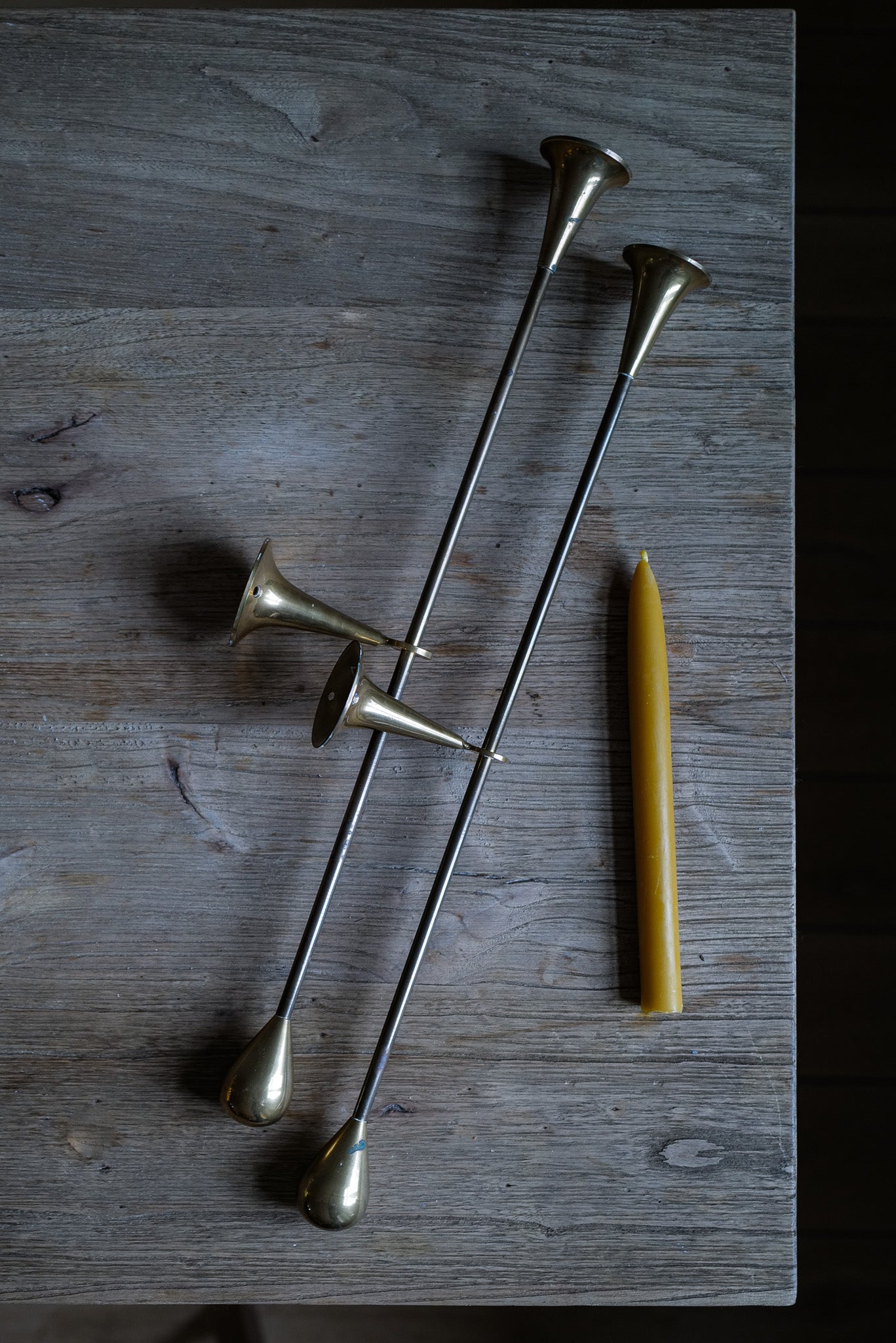 Vintage Brass Moderinst Trumpet Candle Holder