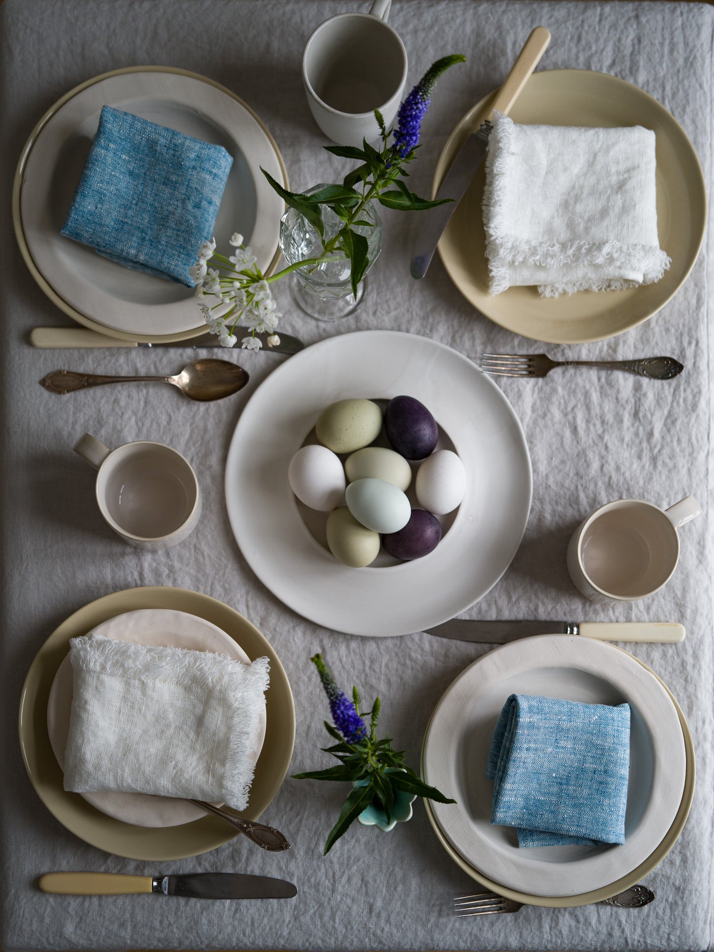 Stone Washed Silver Linen Tablecloth