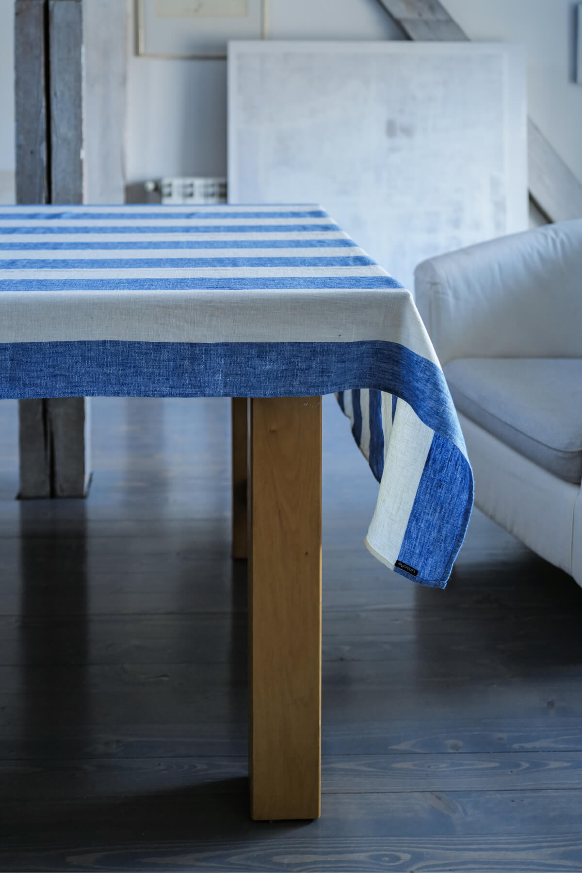 Table Linen Blue Big Stripes