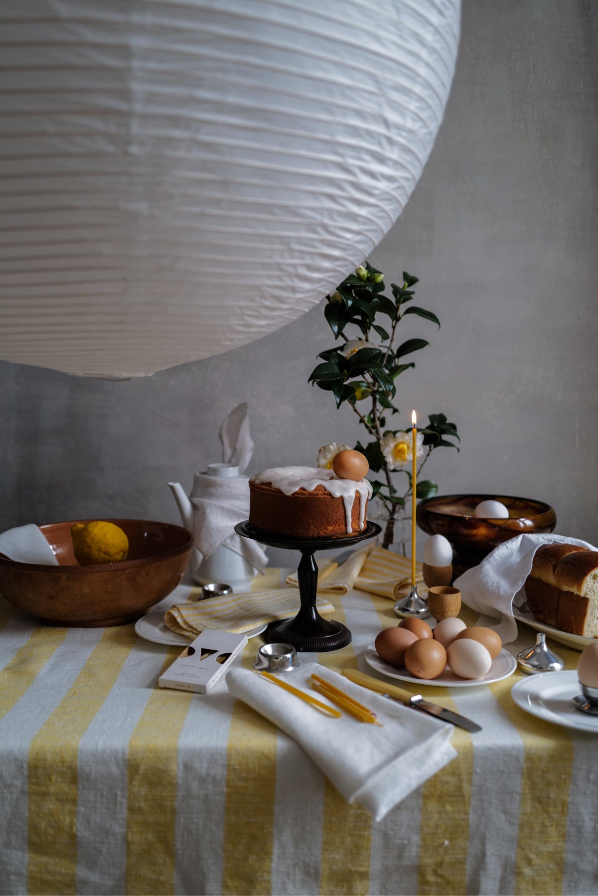 Table Linen Yellow Big Stripes