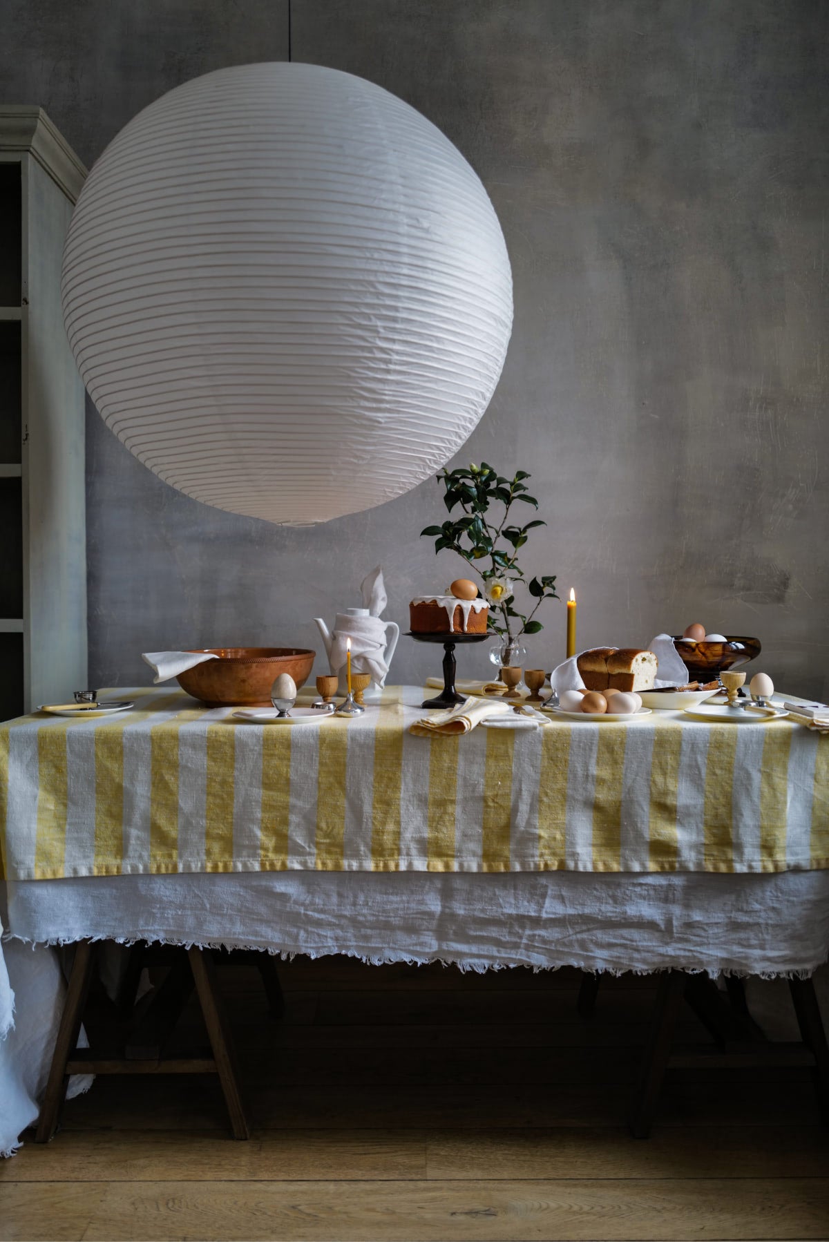 Table Linen Yellow Big Stripes