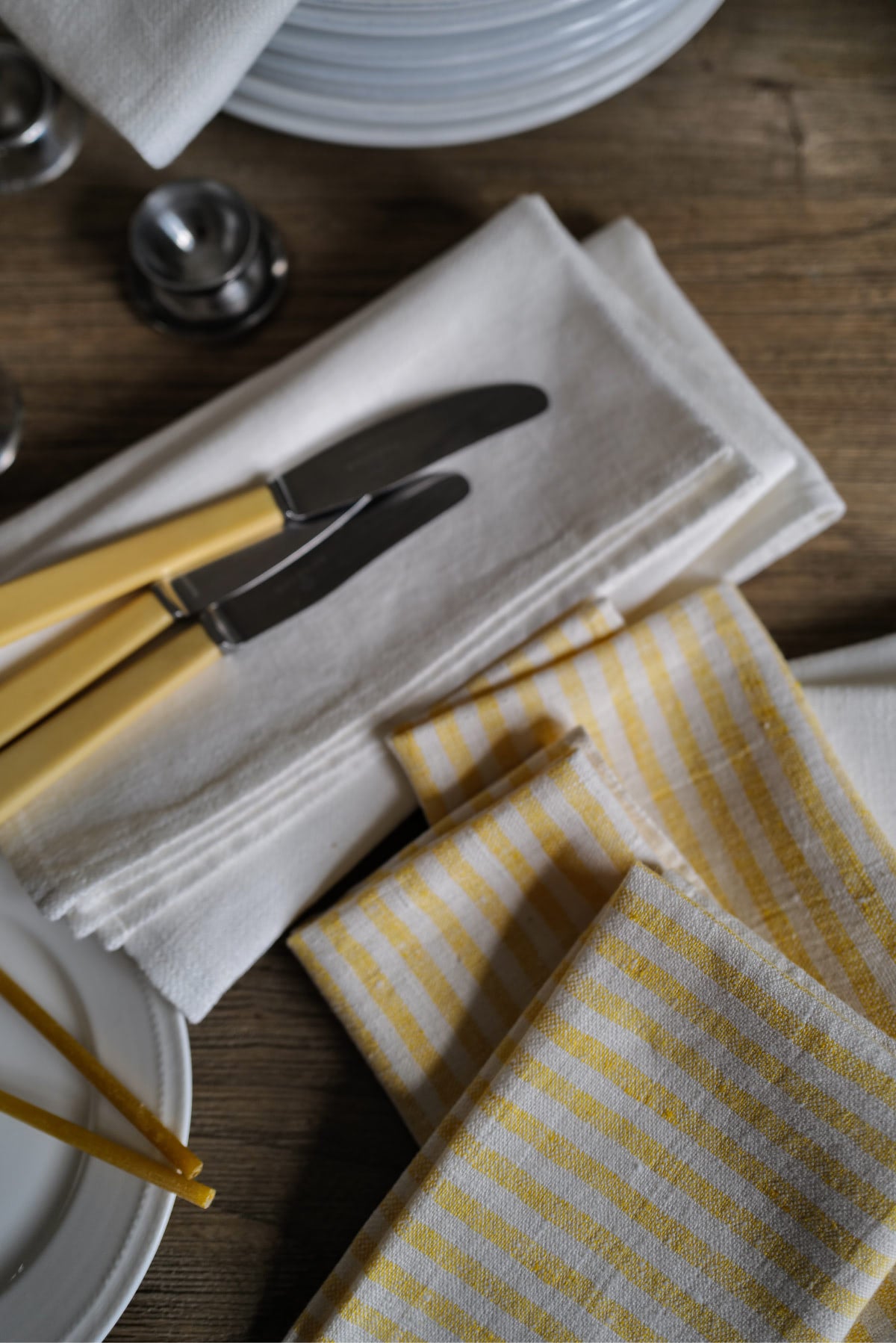 Linen Napkin Yellow Small Stripes