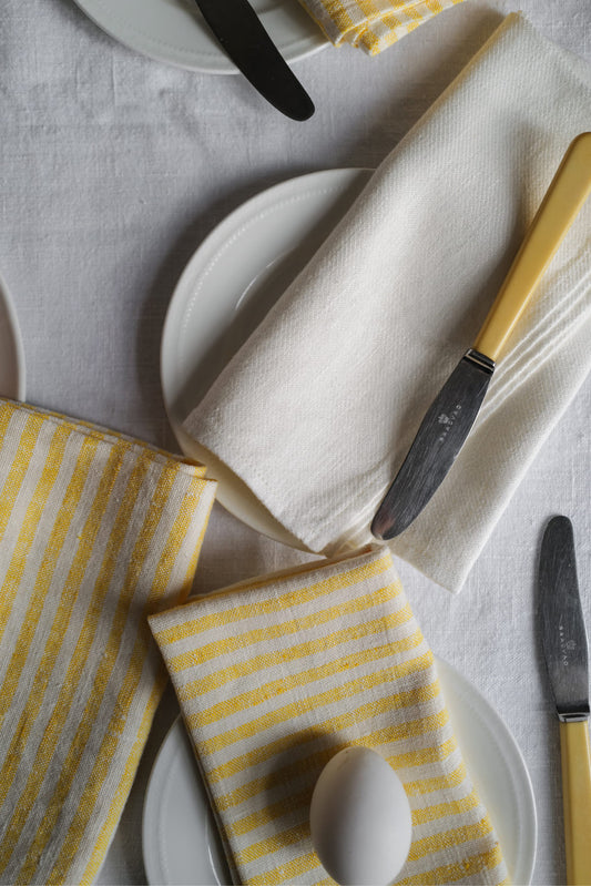 Linen Napkin Yellow Small Stripes