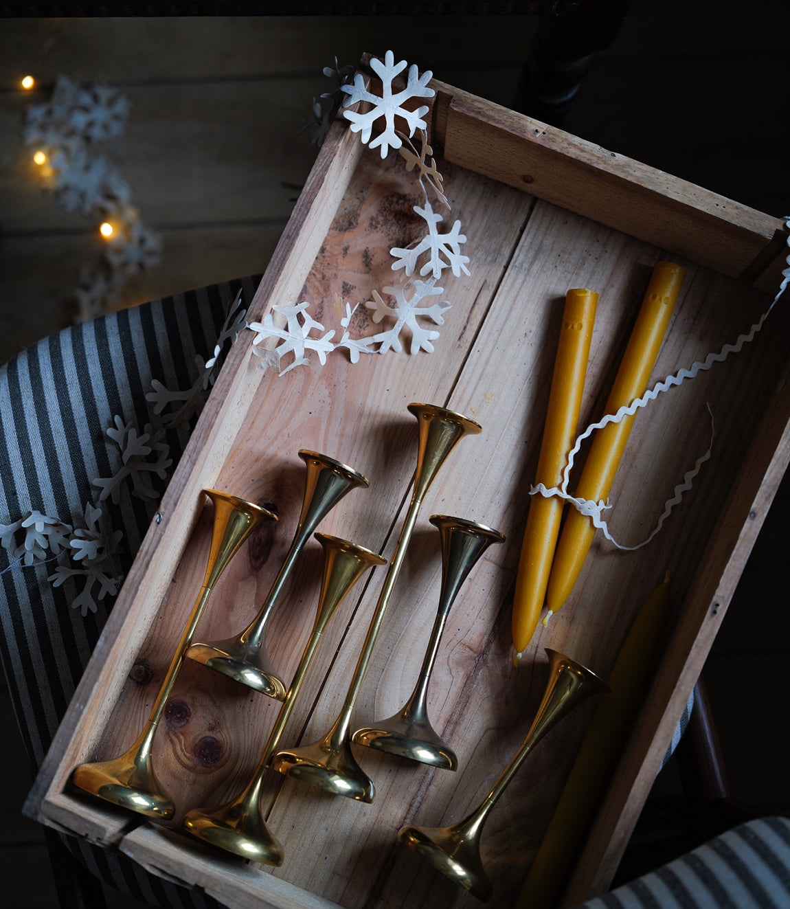 Vintage Brass Moderinst Trumpet Candle Holder