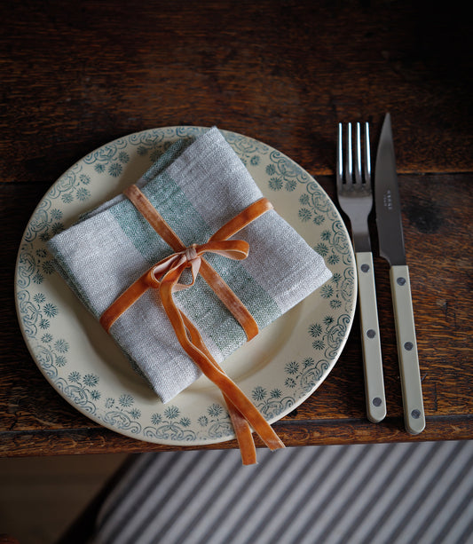 Linen Napkin Forest Green Natural Venice