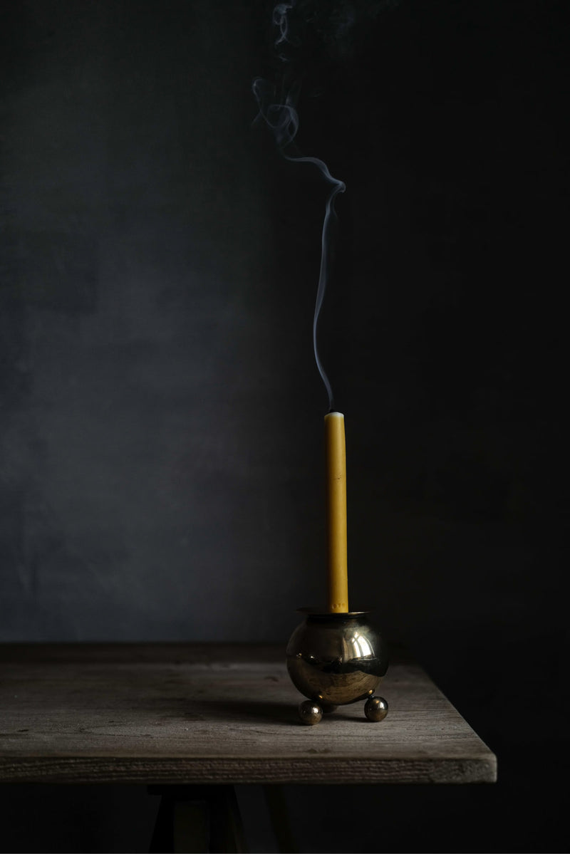 Vintage Brass Ball Candle Holder