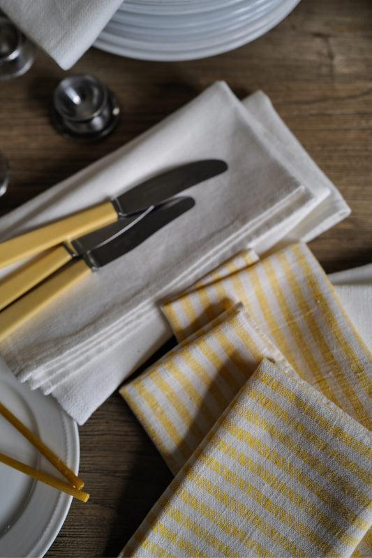 Linen Napkin Yellow Small Stripes