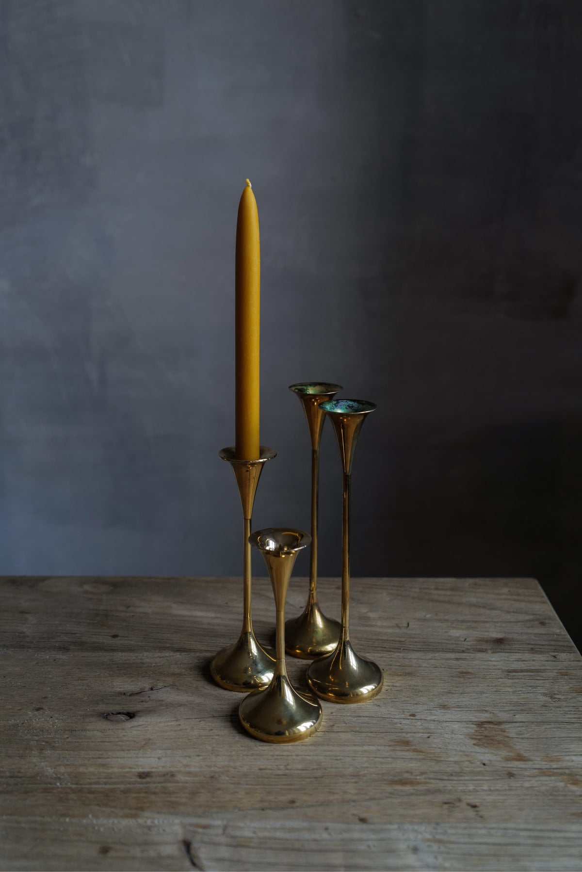 Vintage Brass Modernist Trumpet Candle Holder