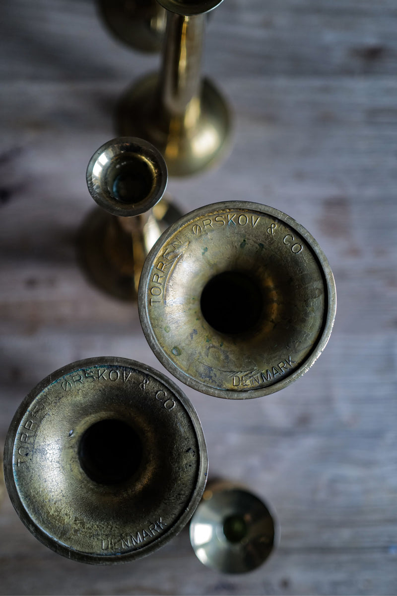 Vintage Brass Trumpet Candle Holder