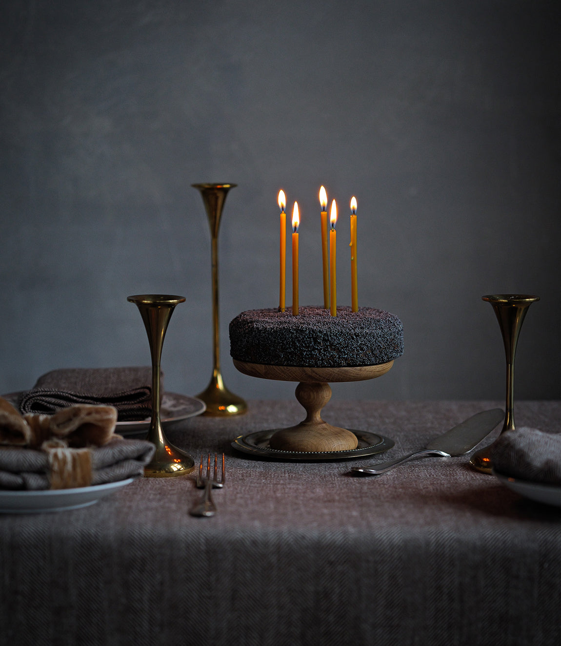 Linen Tablecloth Choco Natural Chevron