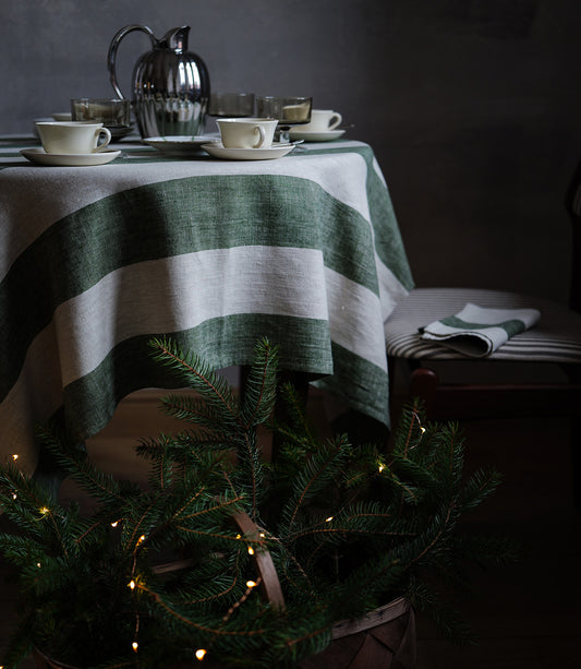 Linen Napkin Forest Green Natural Venice