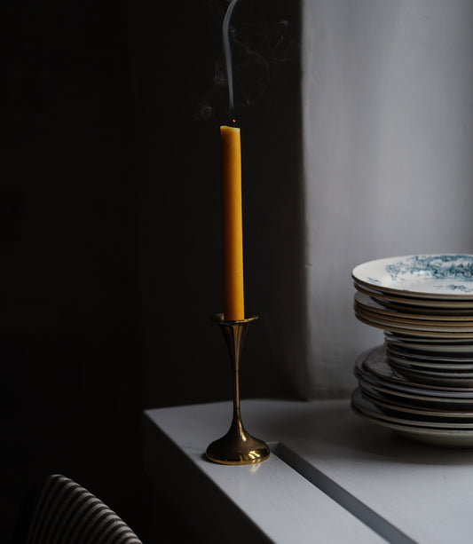 Vintage Brass Moderinst Trumpet Candle Holder