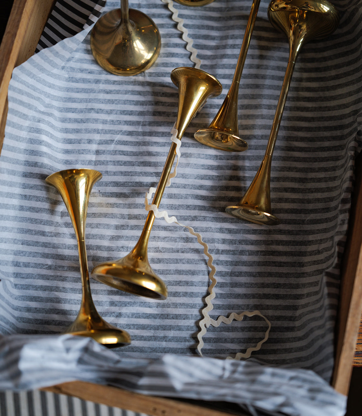 Vintage Brass Moderinst Trumpet Candle Holder