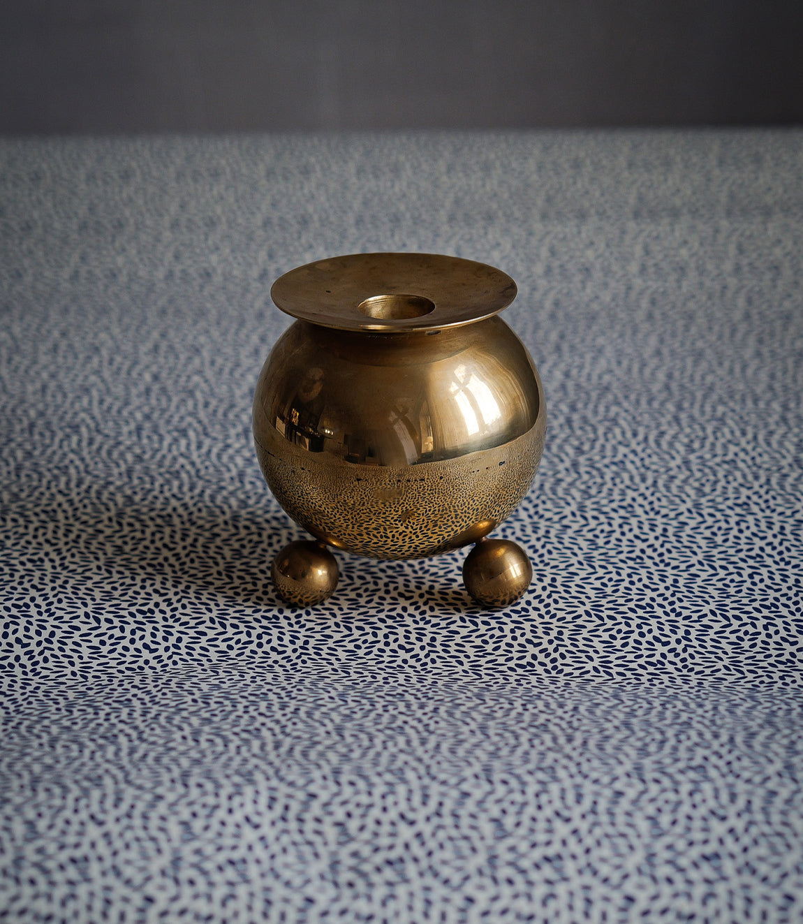 Vintage Brass Ball Candle Holder