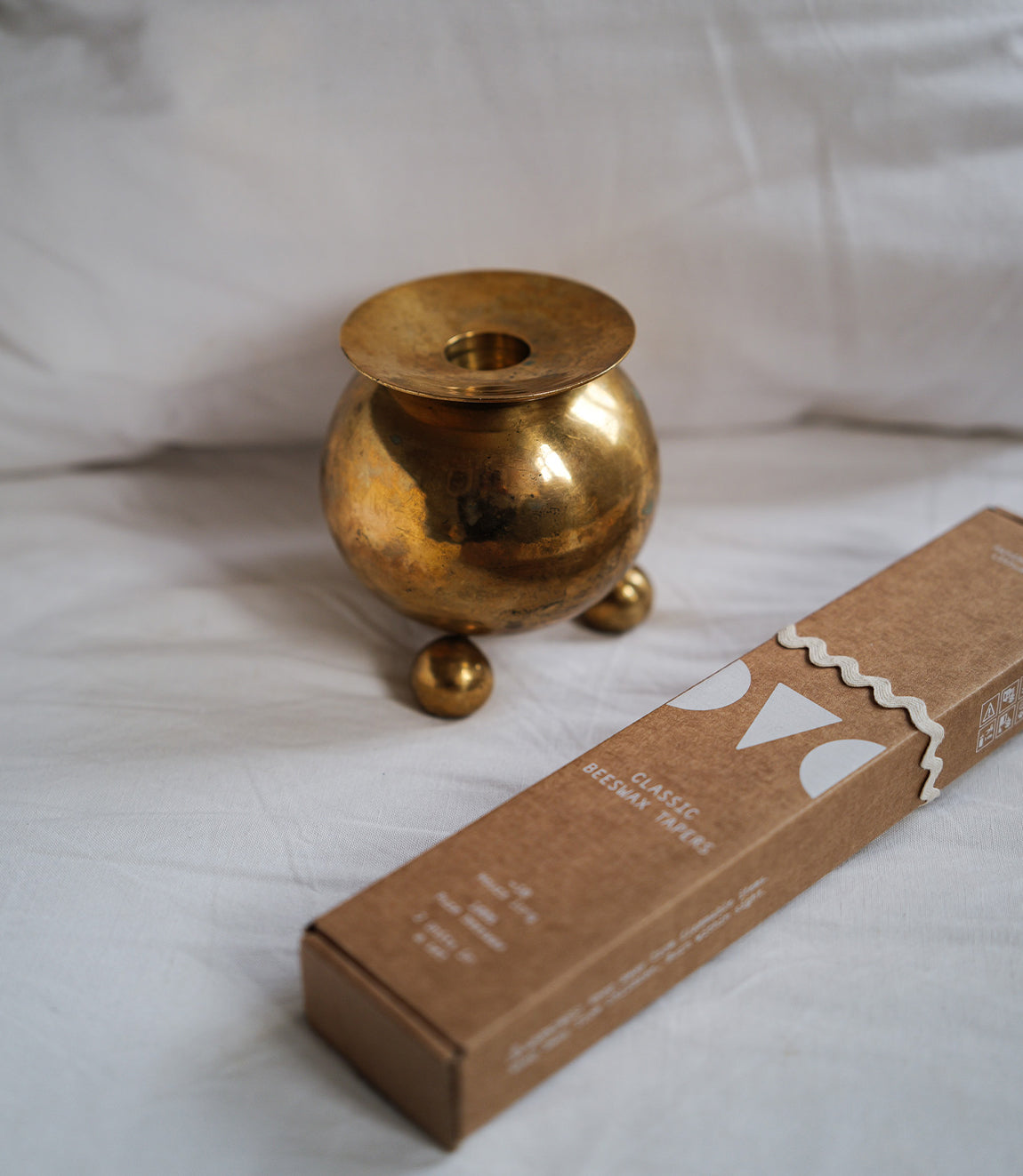 Vintage Brass Ball Candle Holder