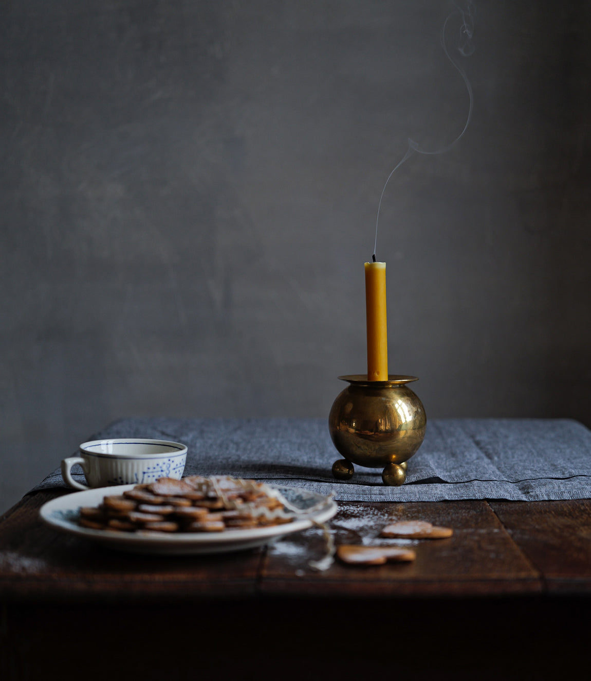 Vintage Brass Ball Candle Holder